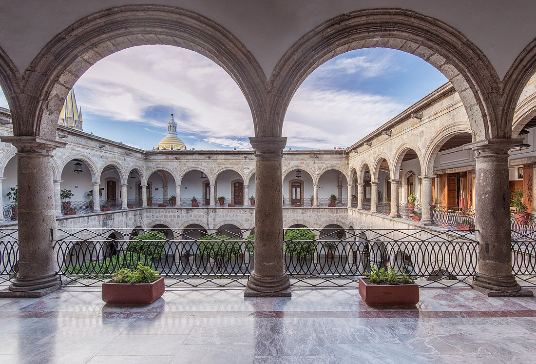 Arches and courtyard of Governor's Palace, Guadalajara, Jalisco, Mexico