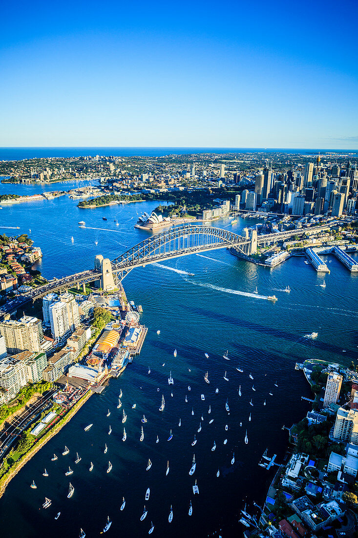 Aerial view of Sydney cityscape, Sydney, New South Wales, Australia