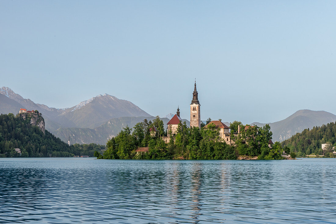 Church on island in lake, Bled, Upper Carniola, Slovenia