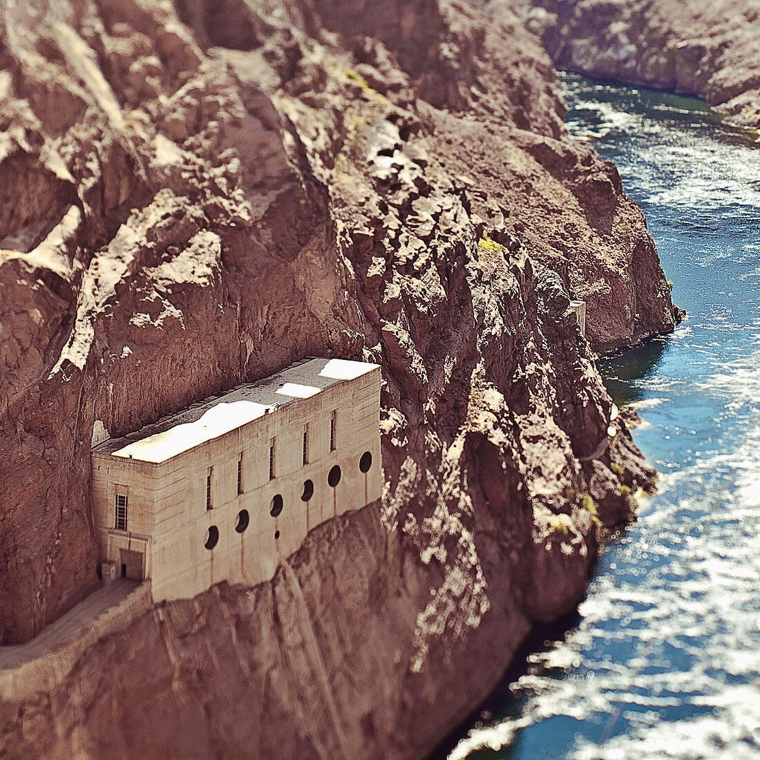 Building Built into River Valley Cliff,Hoover Dam, Nevada, United States