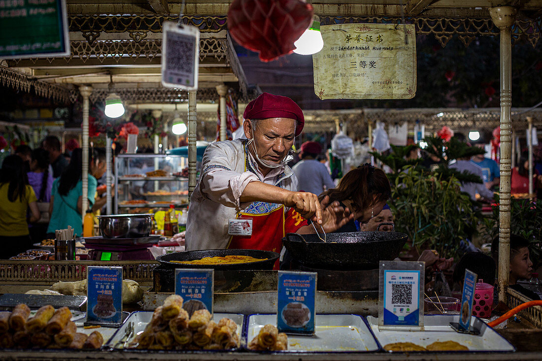 Night market in Kashgar, China, Asia