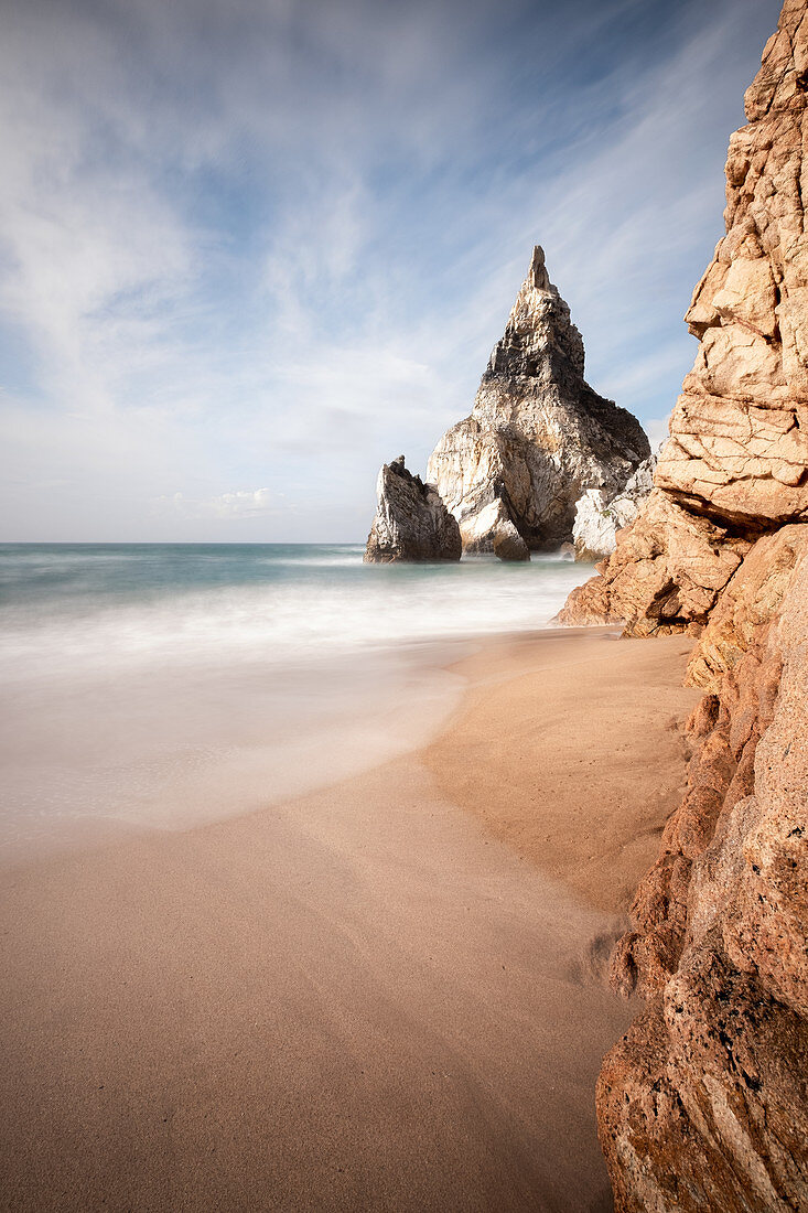 View of the rocks of the beach Praia da Ursa, Colares, Sintra, Portugal