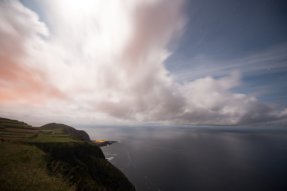 Coast at night in the Azores, Sao Miguel, Azores, Portugal, Atlantic Ocean, Atlantic Ocean, Europe,