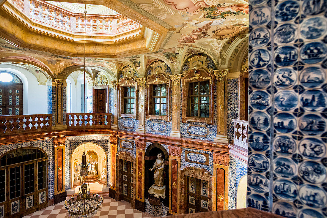 Baroque interiors, Saal Sala Terrena, Schloss Favorite, Rastatt, Black Forest, Baden-Wurttemberg, Germany