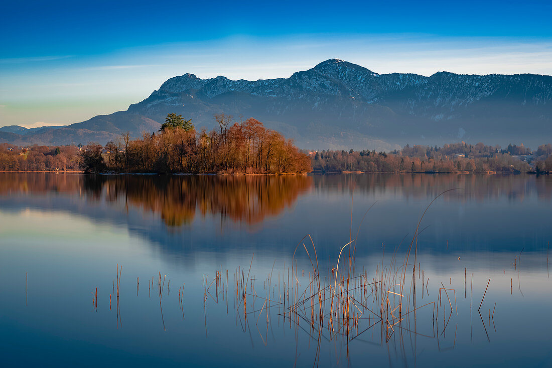 The blue land. The Staffelsee in the autumn-winter mood. Staffelsee, Bavaria, Germany