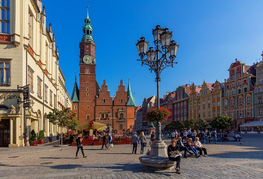 Der Marktplatz und das Rathaus, Breslau, Polen, Europa