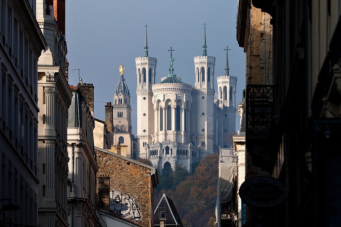 Basilika Notre-Dame de Fourvière, Lyon, Auvergne-Rhône-Alpes, Frankreich, Europa