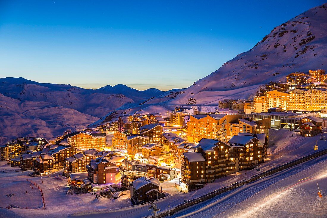 Skigebiet Les Trois Vallees (Die drei Täler), Val Thorens, Vallee des Belleville, Vanoise-Massiv, Savoyen, Frankreich