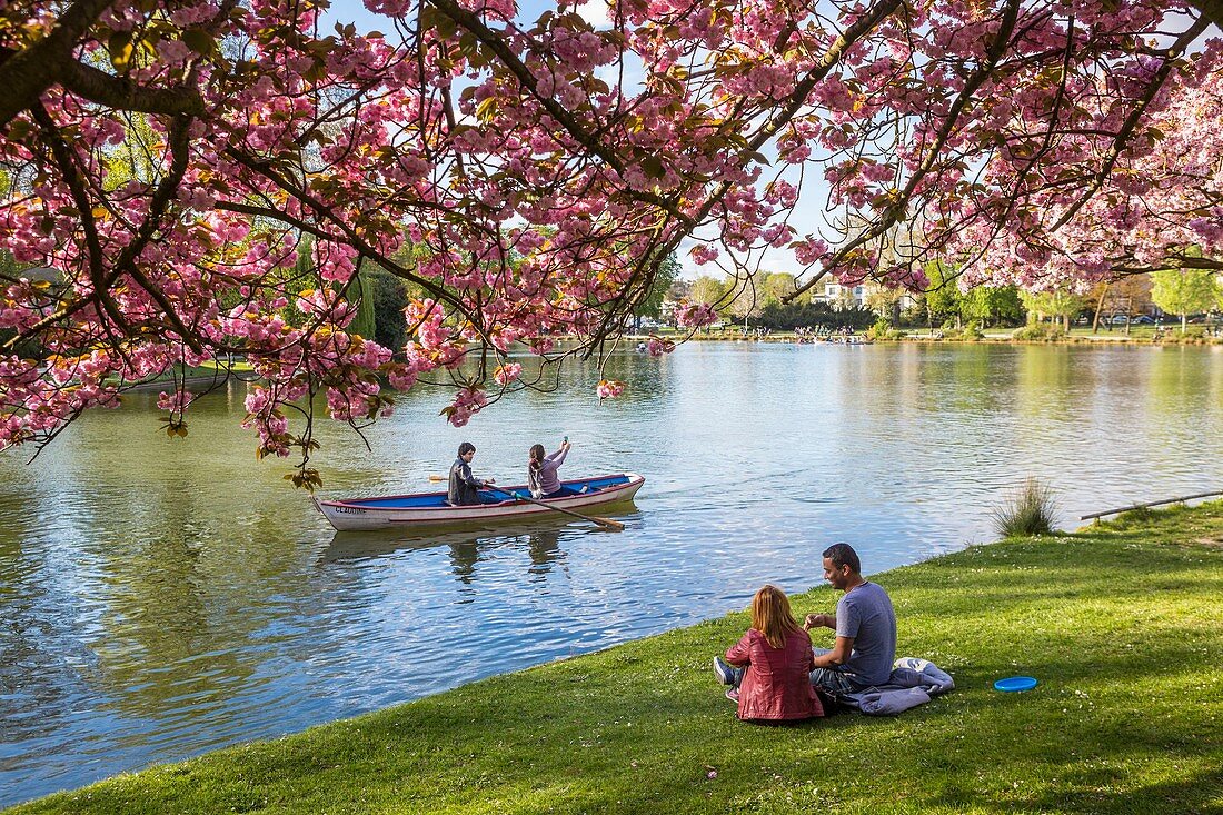 France, Paris, Le Bois de Vincennes, Daumesnil lake, at spring