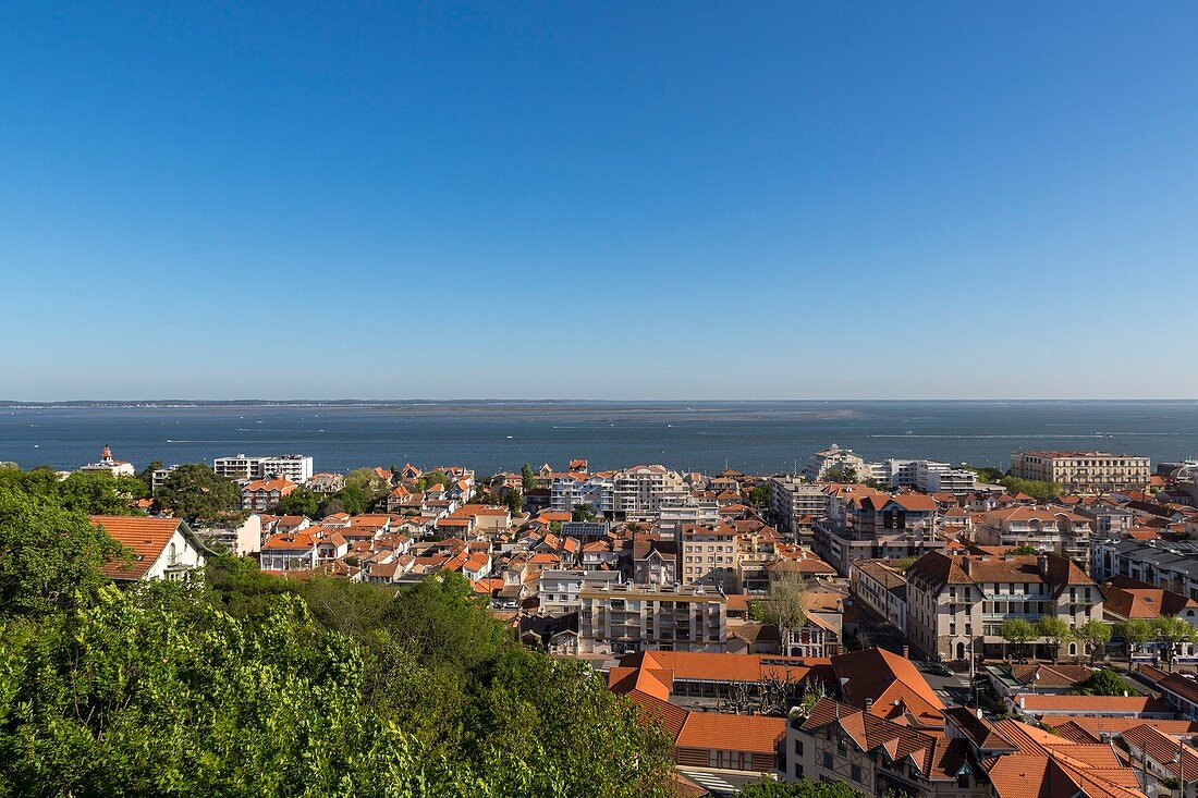 France, Gironde, Arcachon, view of the city and the Bassin d'Arcachon from the observatory Sainte Cecile