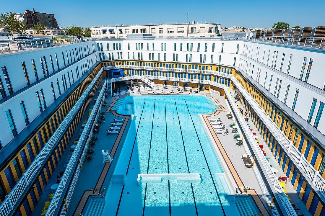 Außenpool des Hotels Molitor, denkmalgeschützt, Art Deco, Paris, Frankreich, eröffnet im Mai 2014