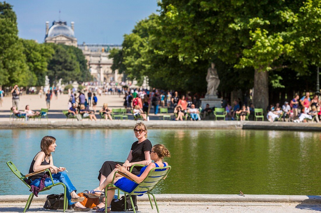 Frankreich, Paris, Weltkulturerbe der UNESCO, die Tuilerien-Gärten, 1914 unter Denkmalschutz gestellt, das achteckige Becken