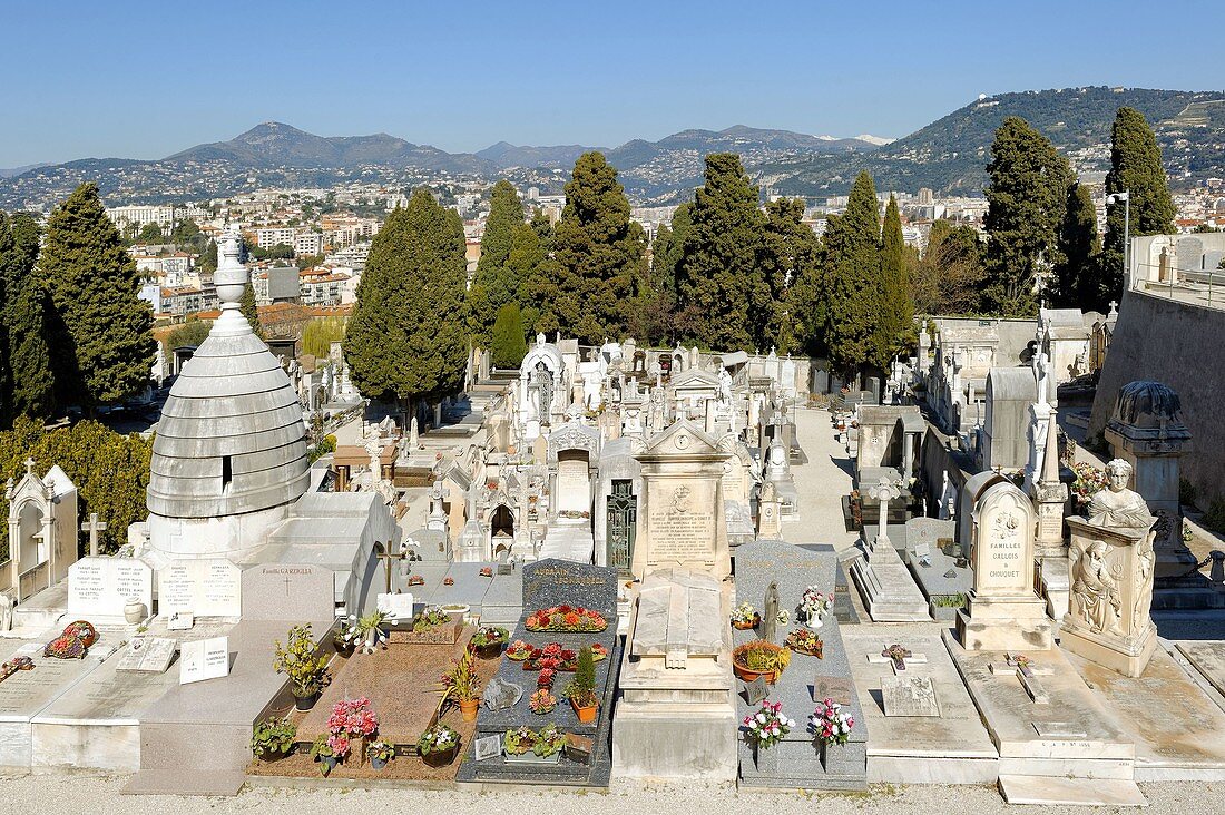 Der Schlossfriedhof am Schlosshügel, Nizza, Alpes Maritimes, Frankreich