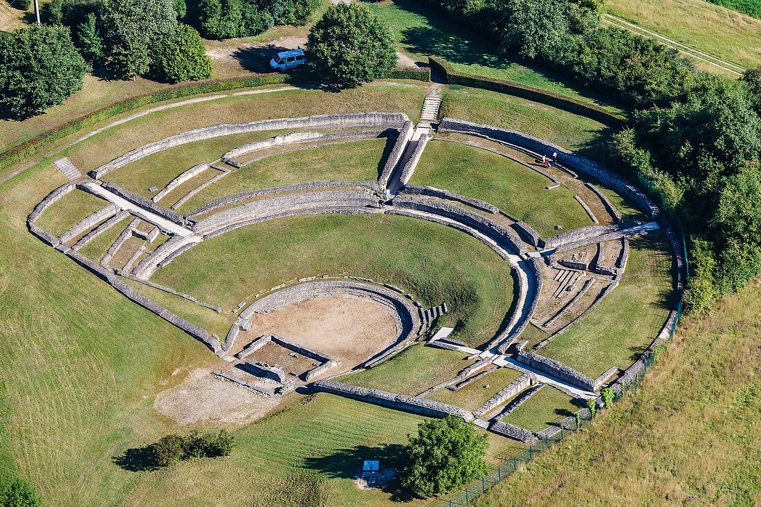 France, Indre, Saint Marcel, amphitheater (aerial view)