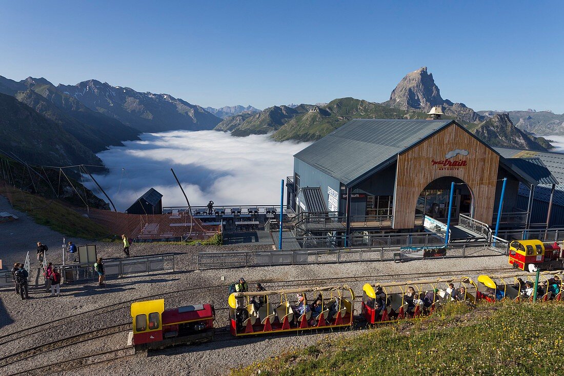 Frankreich, Pyrenees Atlantiques, Train d'Artouste, der höchste in Europa (2000 m), Abfahrtsbahnhof
