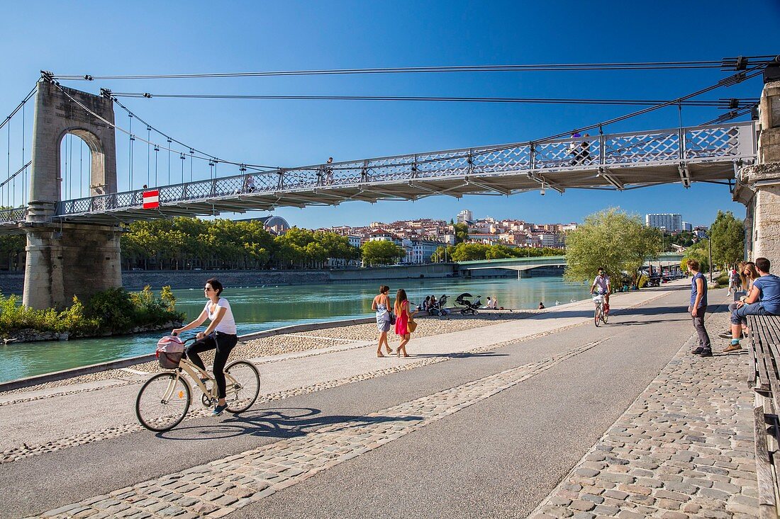 France, Rhone, Lyon, historical site listed as World Heritage by UNESCO, the footbridge of the College over the Rhone, quay general Sarrail