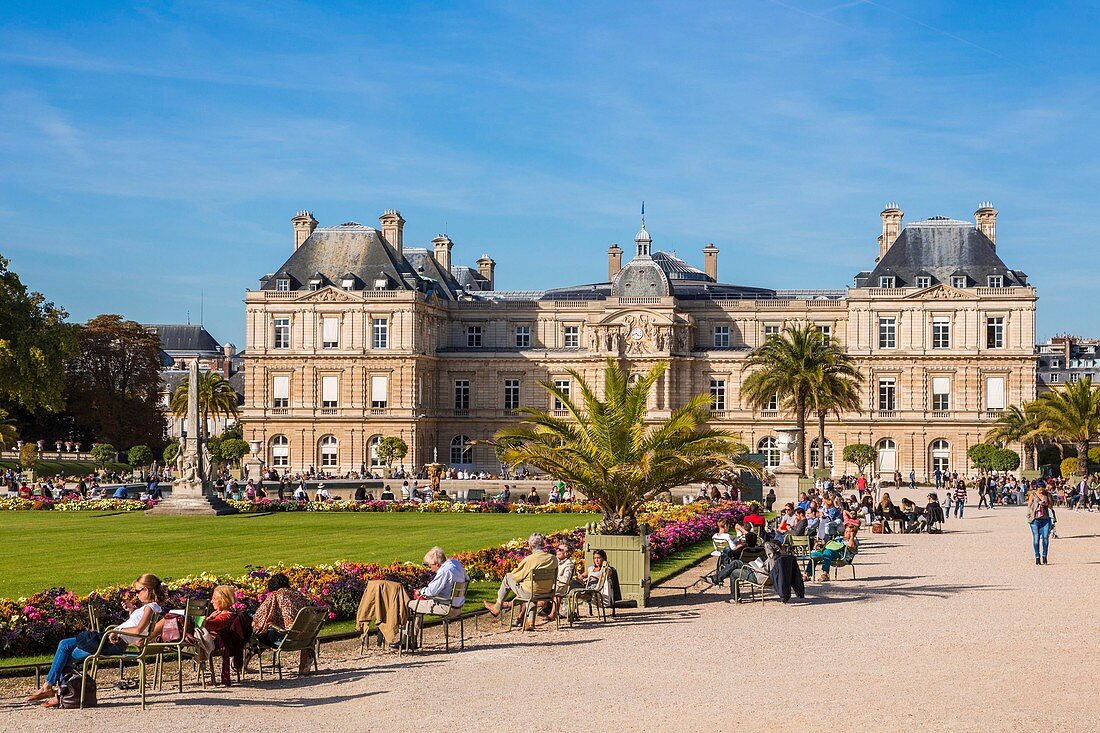 Frankreich, Paris, Palais du Luxembourg mit dem Jardin du Luxembourg