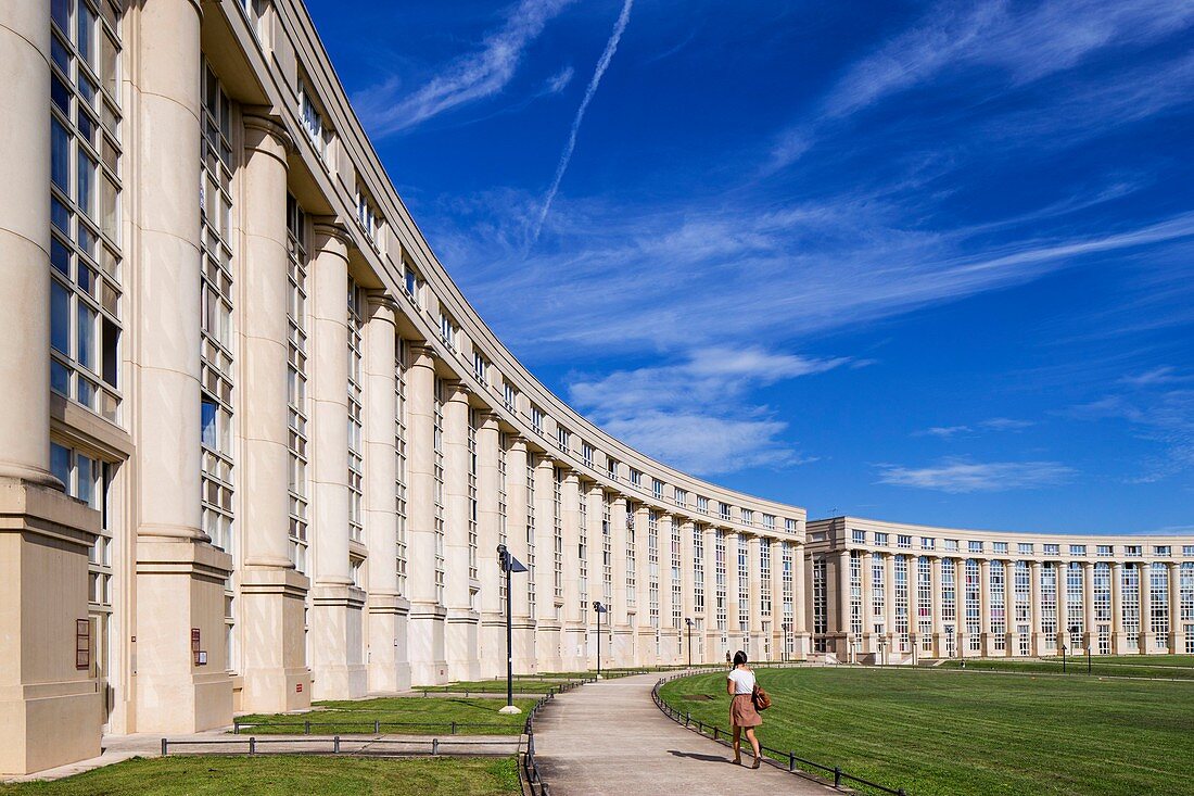 Frankreich, Herault, Montpellier, Bezirk Antigone, Architekt Ricardo Bofill, Brunnen, Thessalie-Platz, Europa-Esplanade