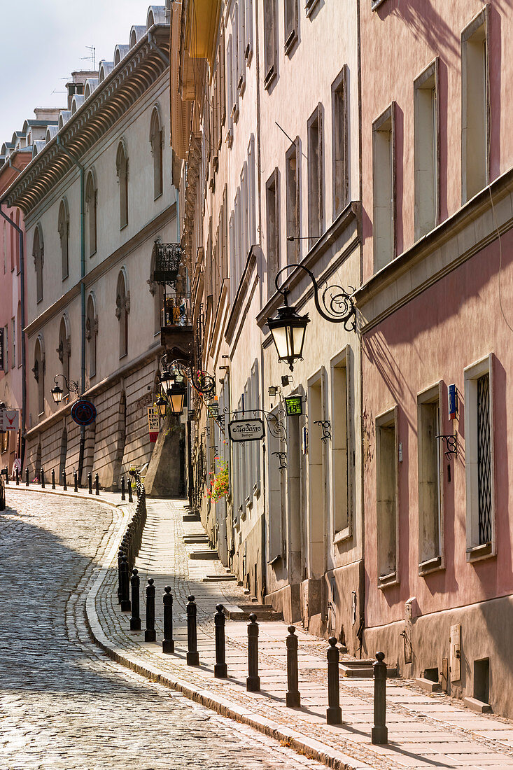 Bednarska street, view from east to west, old town in Warsaw,  Mazovia region, Poland, Europe