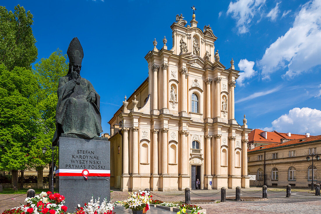 Krakowskie Przedmiescie Straße, Kirche der Heimsuchungsschwestern, Denkmal Kardinal Stefan Wyszynski, Warschau, Polen, Europa