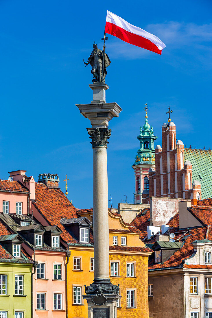 Schlossplatz, historischer Platz mit Sigismundssäule von 1644, Altstadt, Warschau, Polen, Europa