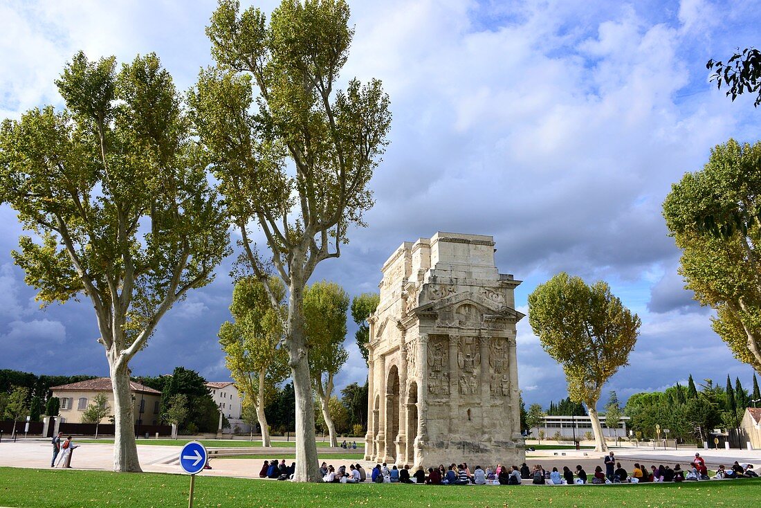 Roman triumphal arch in orange, Provence, France