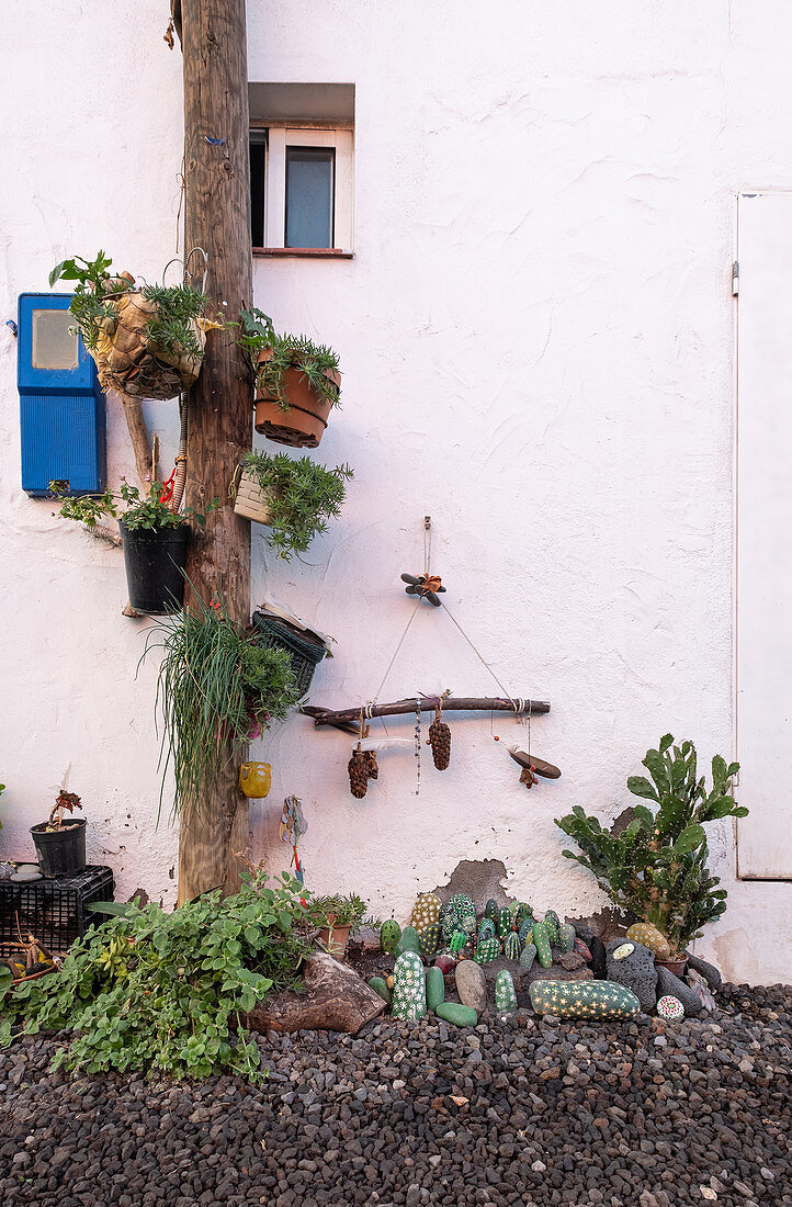 Origineller Minigarten im Fischerdorf la Bombilla, La Palma, Kanarische Inseln, Spanien, Europa