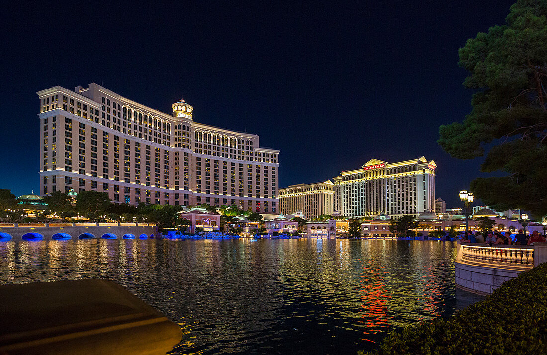 At the Bellagio Hotel at night in Las Vegas, USA