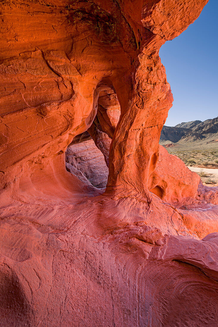 Rote Felsformationen im Valley of Fire, USA\n