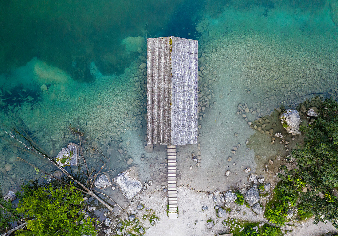 Boathouse from above, Obersee, Bavaria