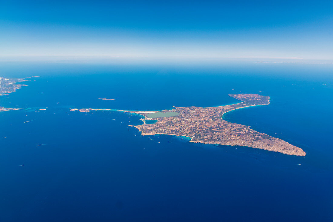 Firmentera from the air, Balearic Islands, Ibiza, Spain