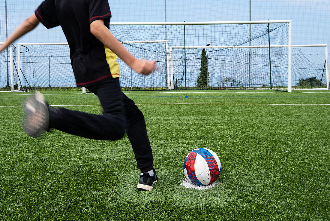 Shot on goal at Camille Fournier Stadium, Ã ‰ vian-les-Bains, France; Europe