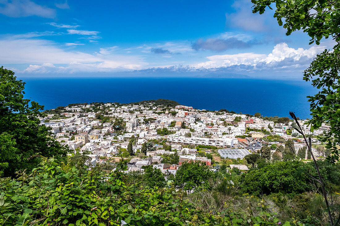 Blick auf Anacapri und den Golf von Neapel, Insel Capri, Golf von Neapel, Italien