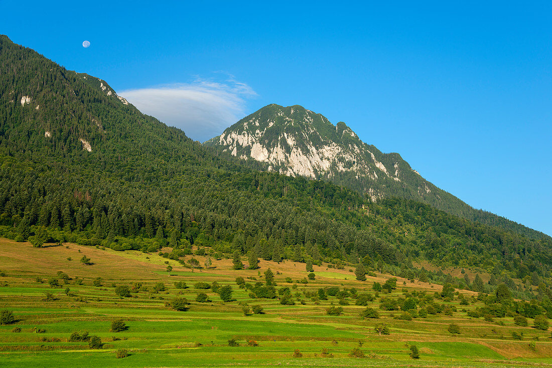 View of the Koenigsstein massif, Craiului National Park, Carpathian Mountains, Transylvania, Romania