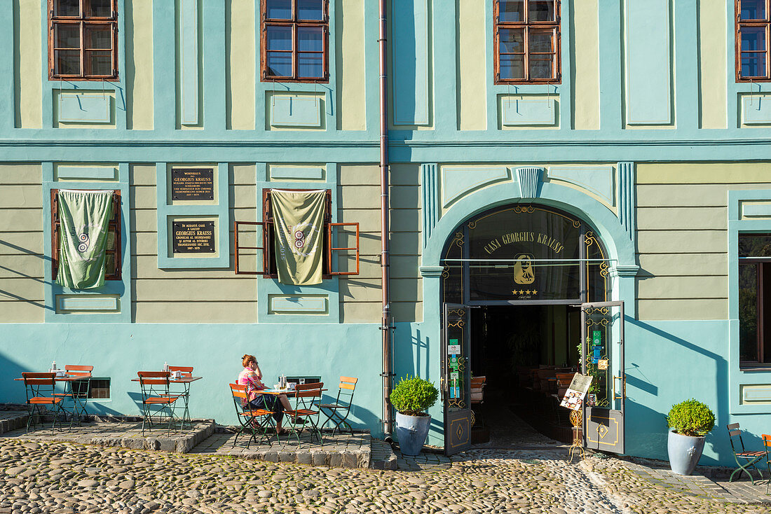 Restaurant in der Altstadt in der Strada Zidul Cetatii, Sighisoara, Transsylvanien, Rumänien