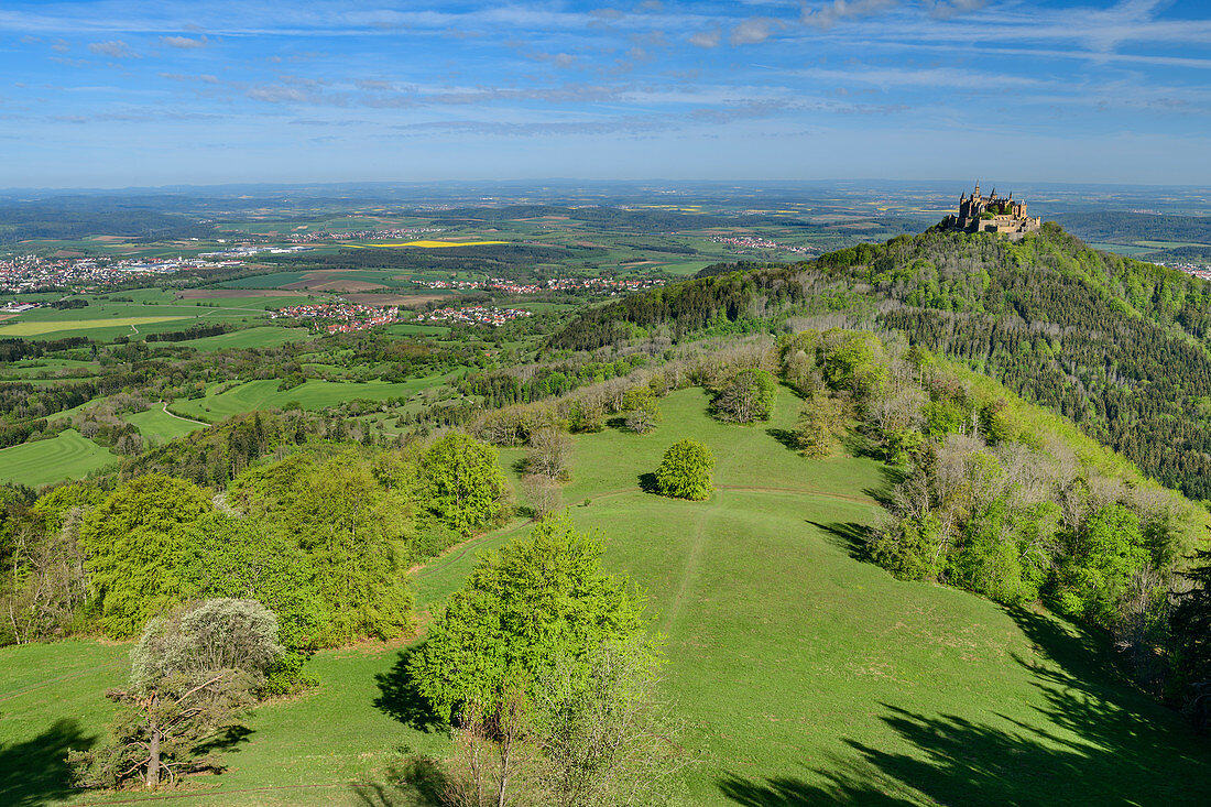 Hohenzollern Castle, from the Zellerhorn, Swabian Jura, Baden-Württemberg, Germany