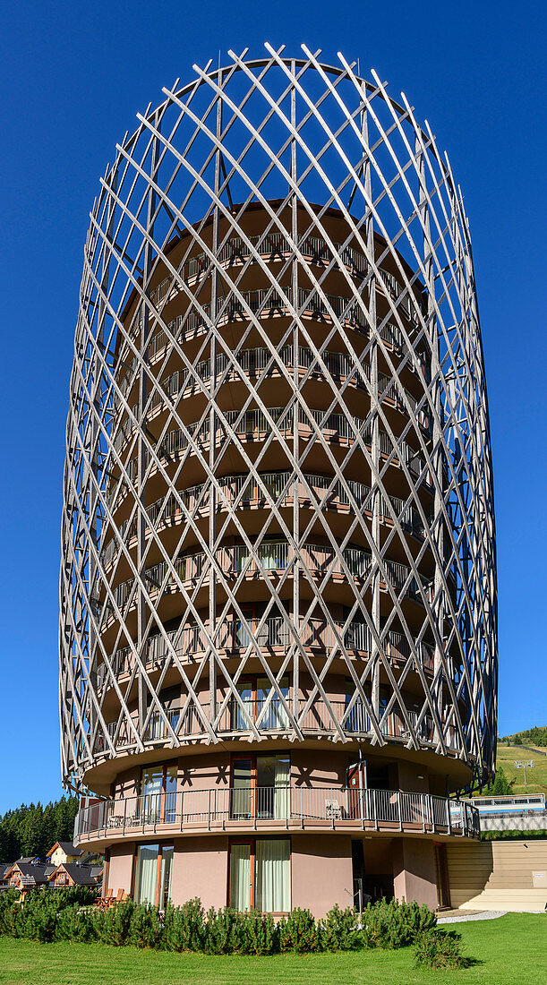 High-rise hotel tower Falkensteiner Hotel, architect Matteo Thun, Katschberg, Carinthia, Austria