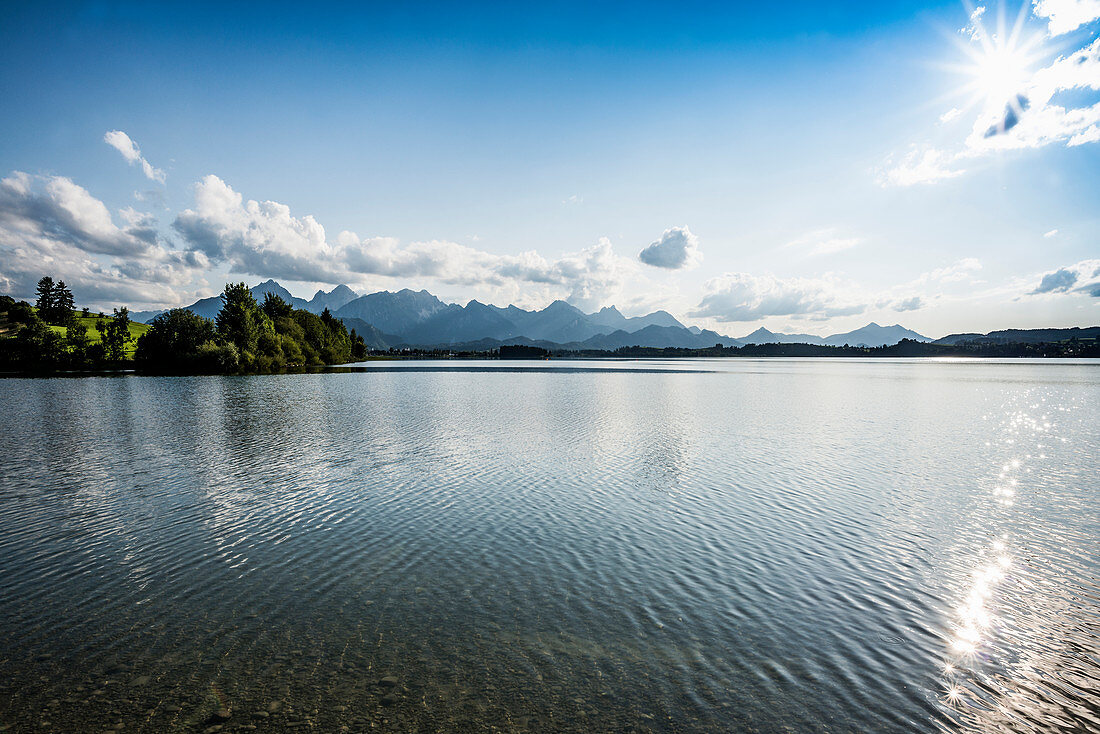 Forggensee, bei Füssen, Ostallgäu, Allgäu, Bavaria, Germany