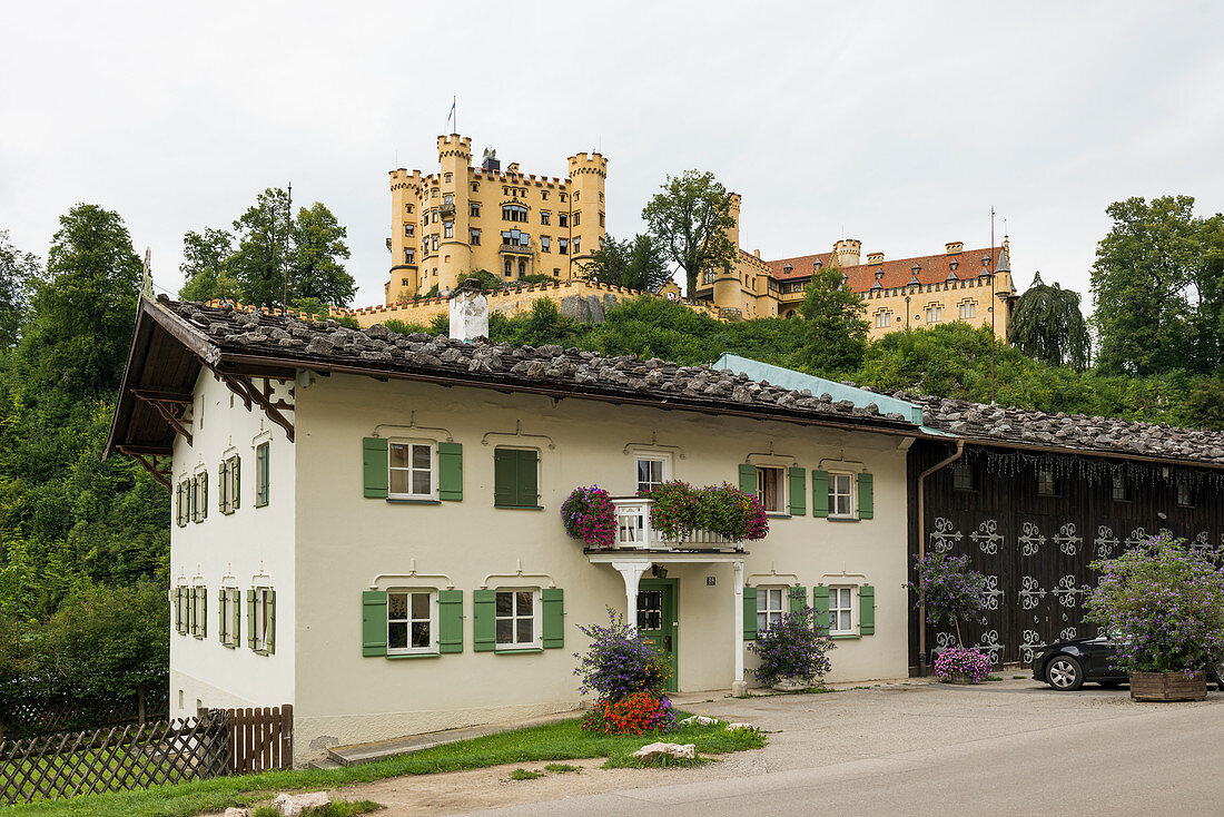 Schloss Hohenschwangau, bei Füssen, Ostallgäu, Allgäu, Bayern, Deutschland