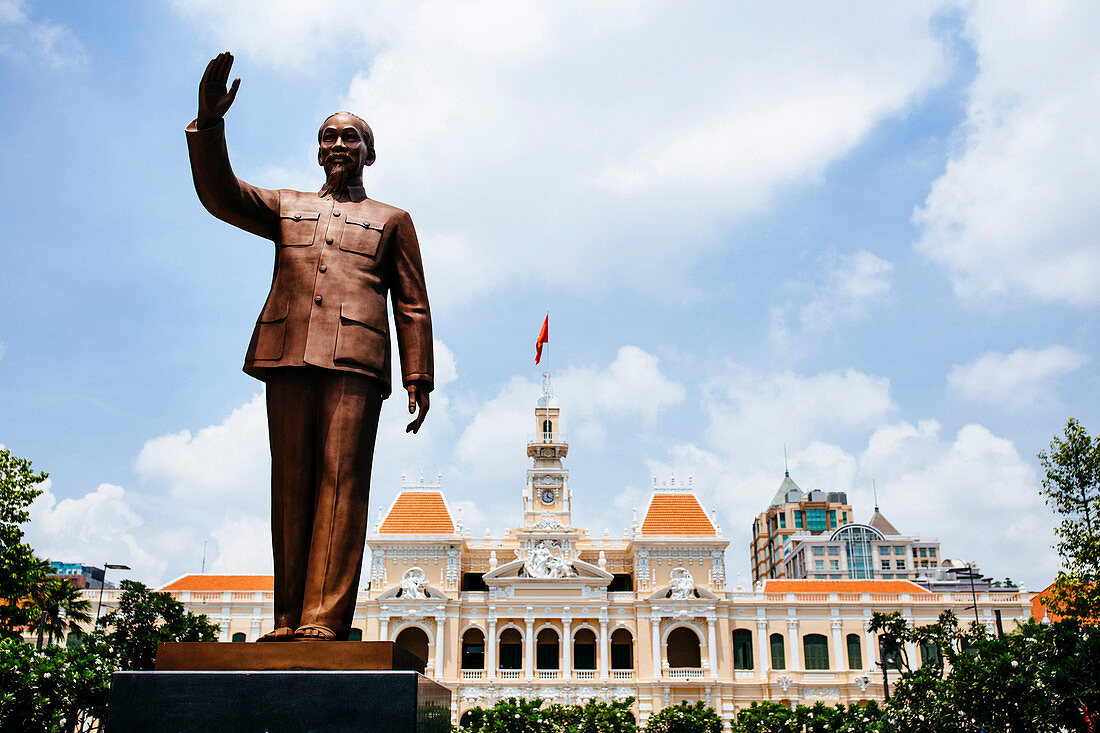 Statue of Ho Chi Minh in downtown Saigon, Vietnam.