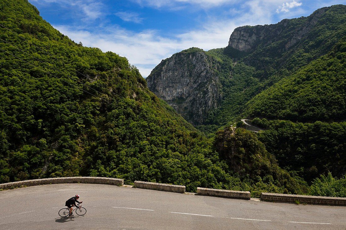 France, Alpes Maritimes, Parc National du Mercantour (Mercantour national park), the Moulinet road in the Bevera valley