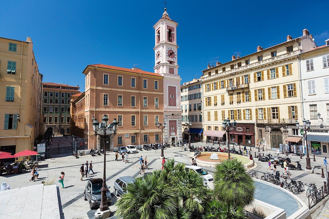 France, Alpes Maritimes, Nice, the barracks Rusca, the Rusca palace and its bell tower, place du Palais or plassa San-Doumènegue