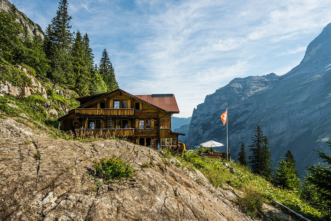 Berggasthof Tschingelhorn, rear Lauterbrunnen Valley, Lauterbrunnen, Murren, Bernese Oberland, Switzerland