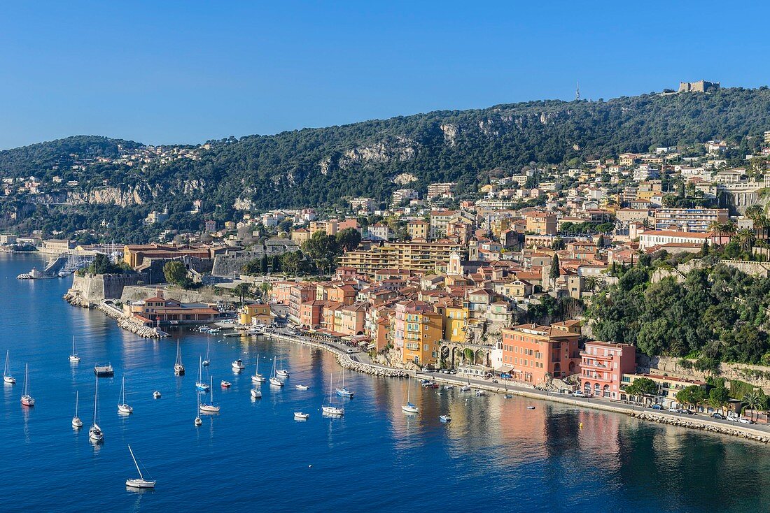 Frankreich, Alpes Maritimes, Villefranche-sur-Mer, Port de la Santé in der Rade de Villefranche