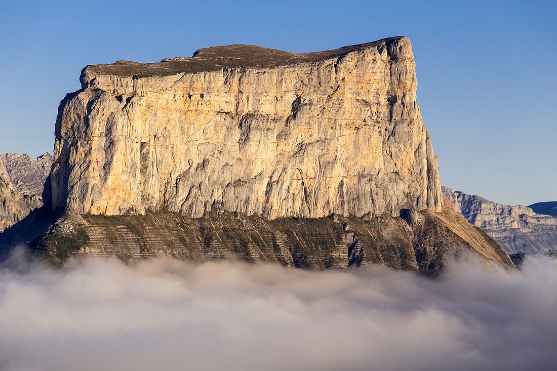 Frankreich, Isere, Parc Naturel Regional du Vercors (Regionaler Naturpark Vercors), Trieves, Naturschutzgebiet der Hochebenen des Vercors, Mont Aiguille (2086 m)