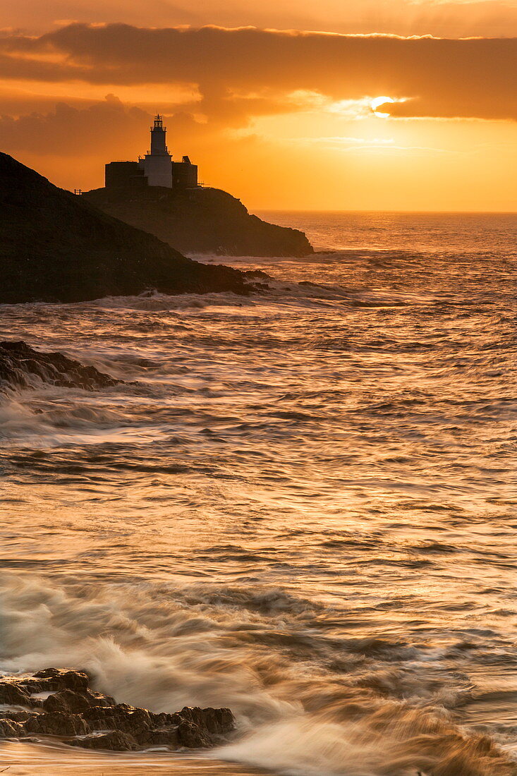 Mumbles Lighthouse, Bracelet Bay, Gower, Swansea, Wales, United Kingdom, Europe