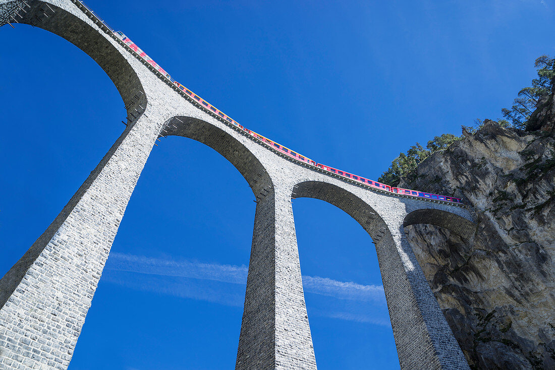 Landwasser Viadukt, Filisur, Graubunden, Schweizer Alpen, Schweiz, Europa