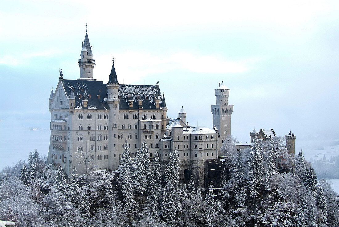 Schloss Neuschwanstein im Winter, Schwangau, Allgau, Bayern, Deutschland, Europa