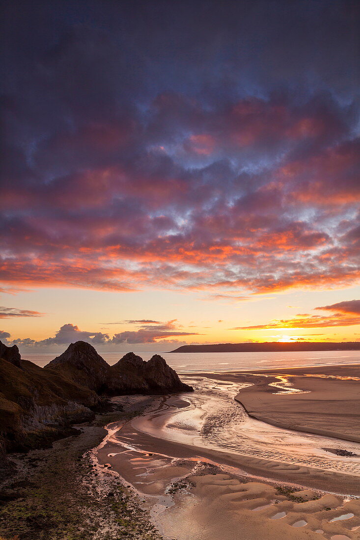 Three Cliffs Bay, Gower, Wales, Vereinigtes Königreich, Europa