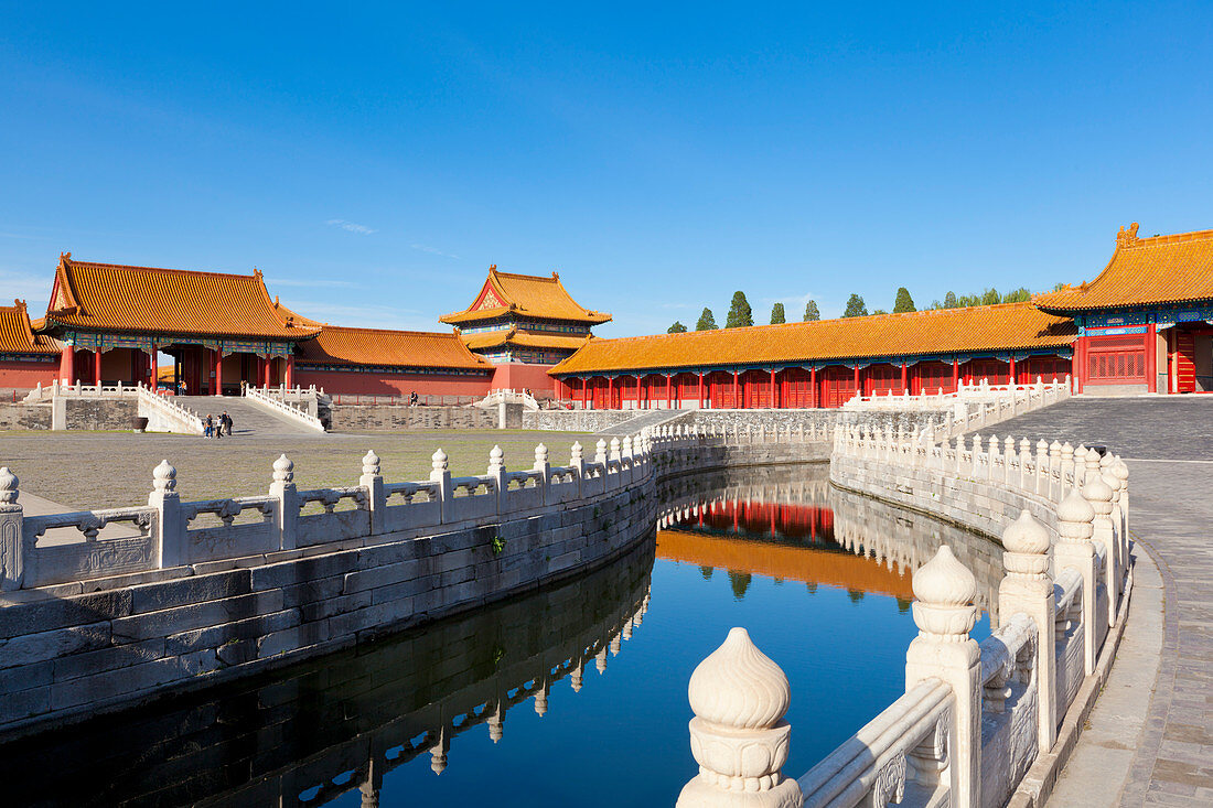 Inner Golden Water river flowing through the Outer Court, Forbidden City complex, Beijing, China, Asia